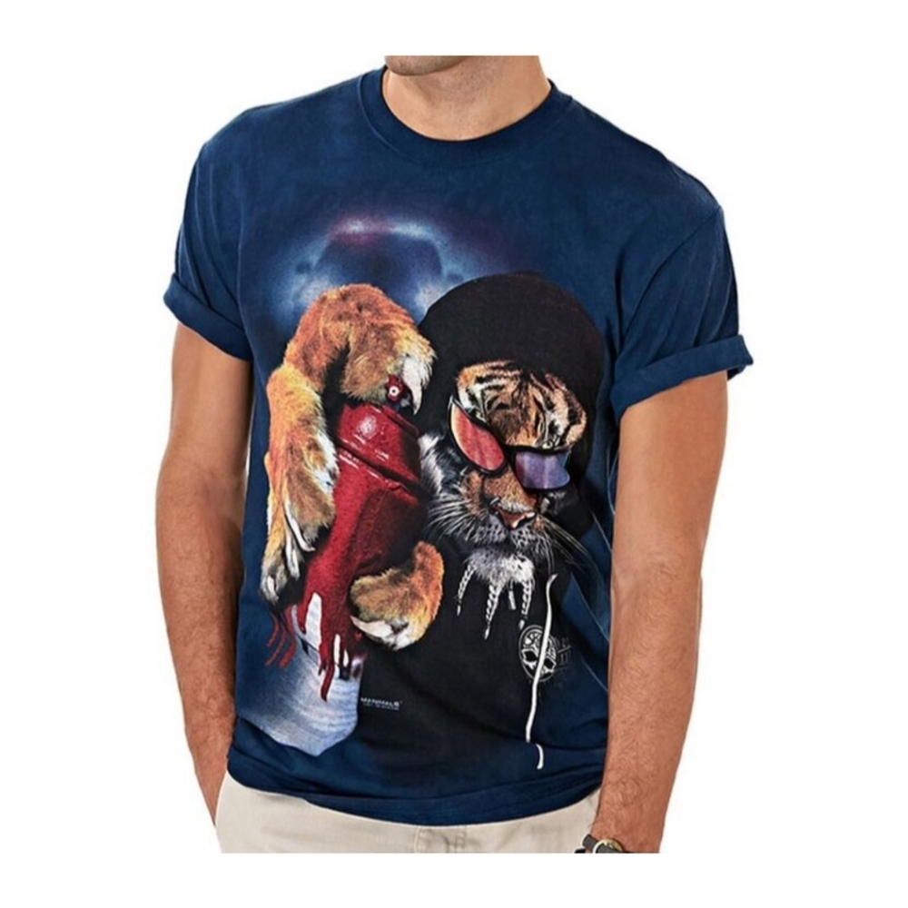 NWT Graffiti Saber Tooth Tiger King Jungle The Mountain Animal Blue Size 2xL
